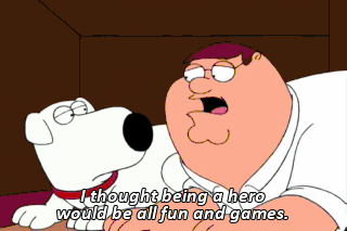 Image result for (Family Guy) A hero sits next door gif
